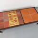 Vintage Roger Capron coffee table in dark wood and Vallauris ceramic from the 60s 70s