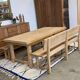Solid oak extendable farmhouse table with 2 drawers.