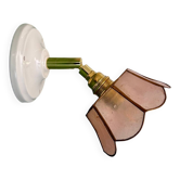 Vintage mother-of-pearl and brass wall lamp with lampshade