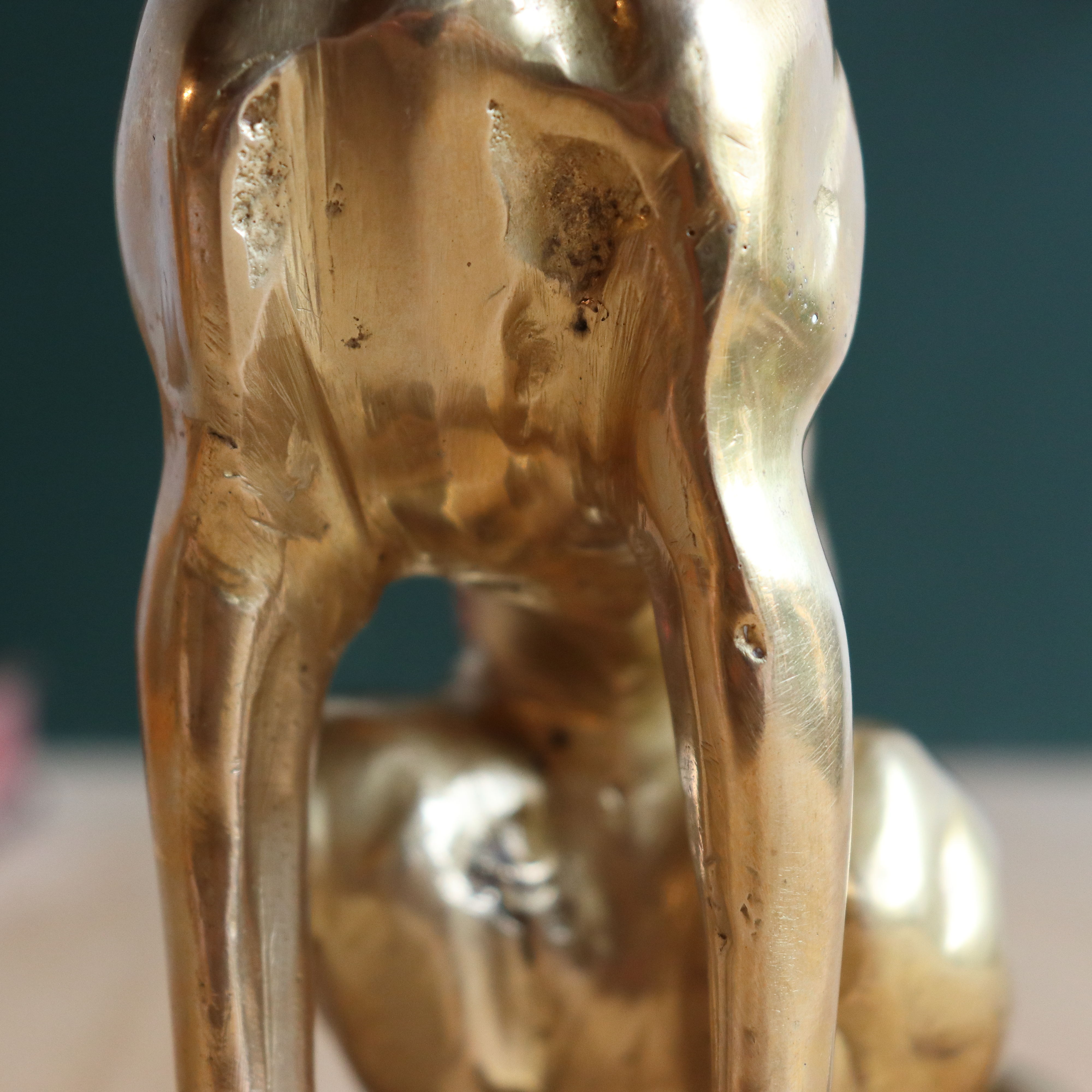Vintage brass greyhound sitting dog from the 70s, height 25 cm