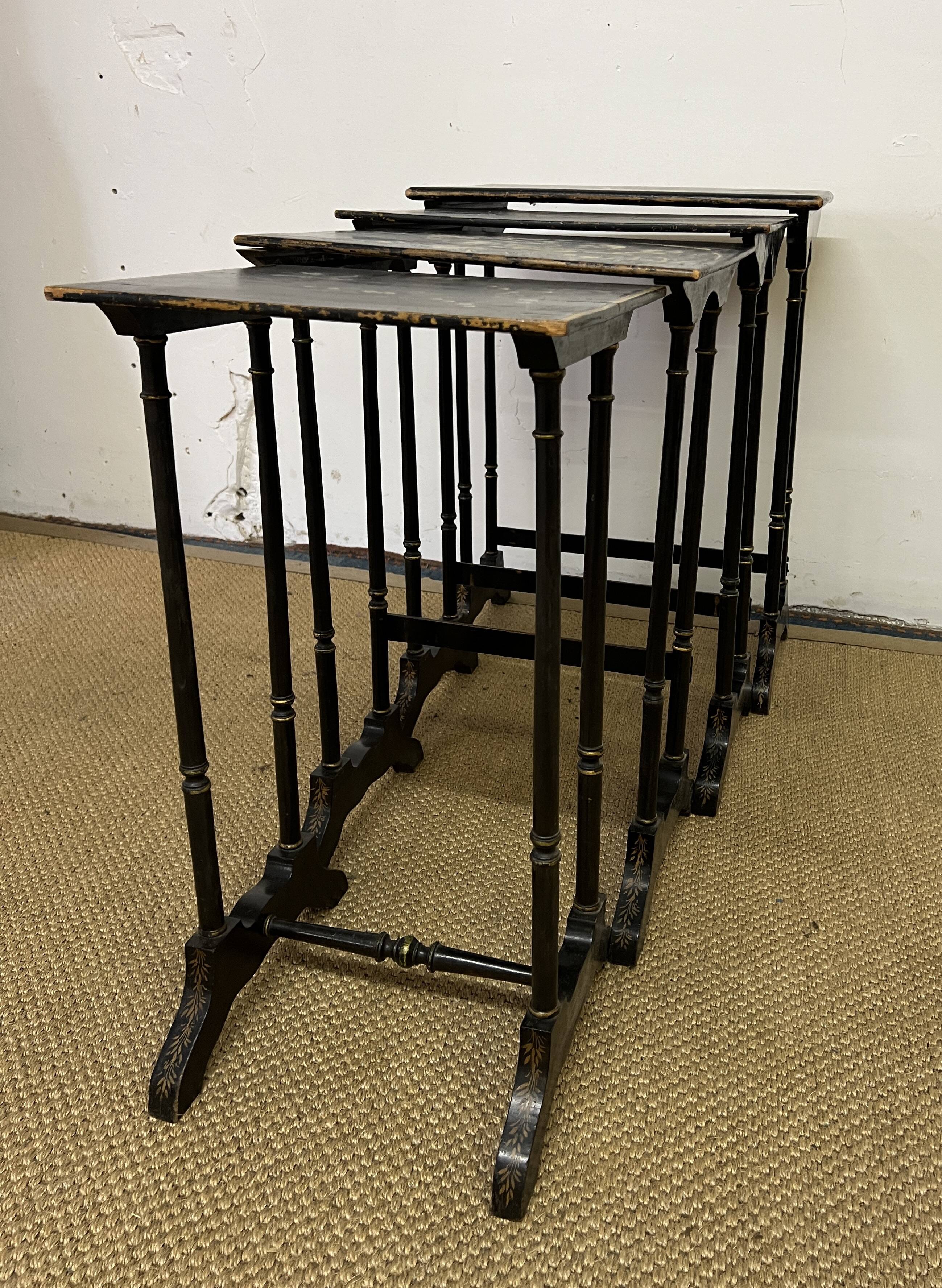 Set of 4 wooden nesting tables, Napoleon III