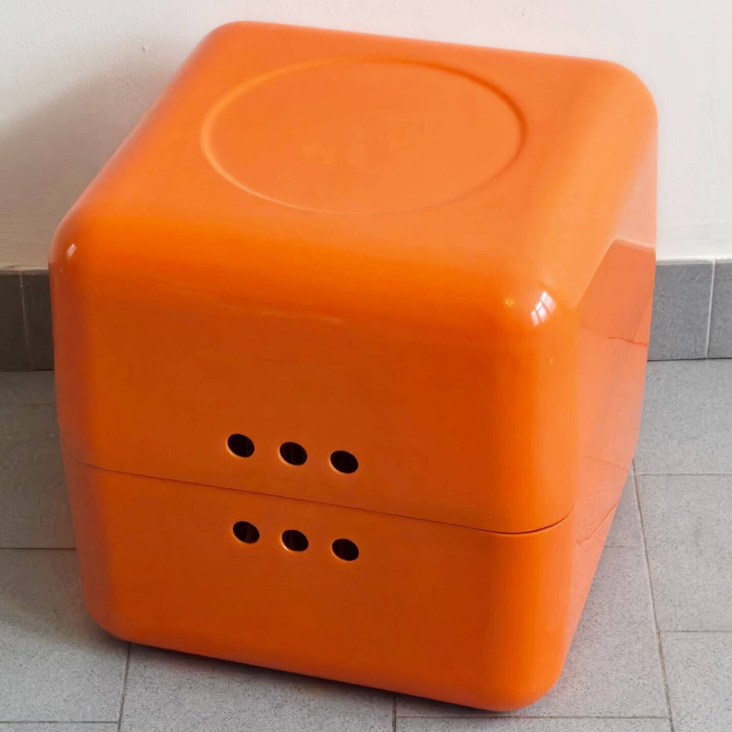 Vintage Orange Document Cube Jean Garçon for Formag 1970s Space Age