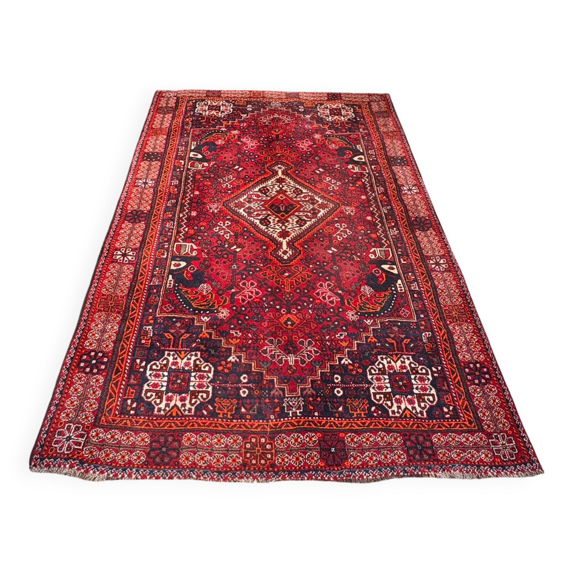 Ancient Persian Shiraz Rug 200x140 Wool Handmade Vintage Boho Chic Iran