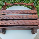 Brutalist pine magazine holder 1970