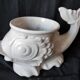 Faience blanche poisson / centre de table /cache pot/ carpe