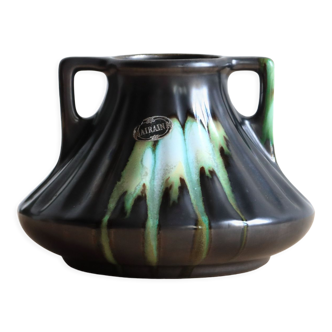 Vase à anses en grès flammé de Thulin Airain, Belgique, époque art déco