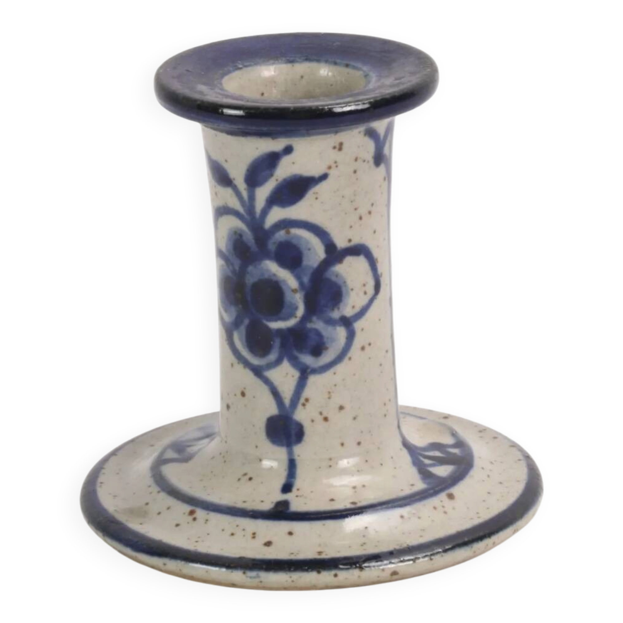 Vintage stoneware candle holder signed Jesper Packness, designer/ceramicist.