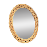 Small oval woven wicker mirror 23x30cm