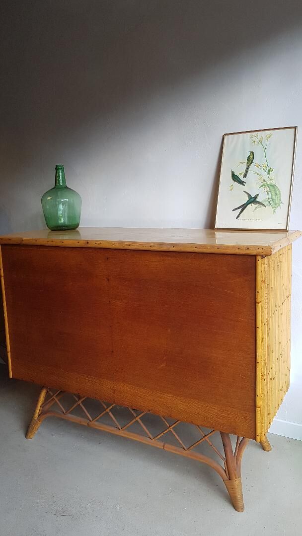 Rattan, wicker and bamboo vintage - bar furniture - feet compass buffet