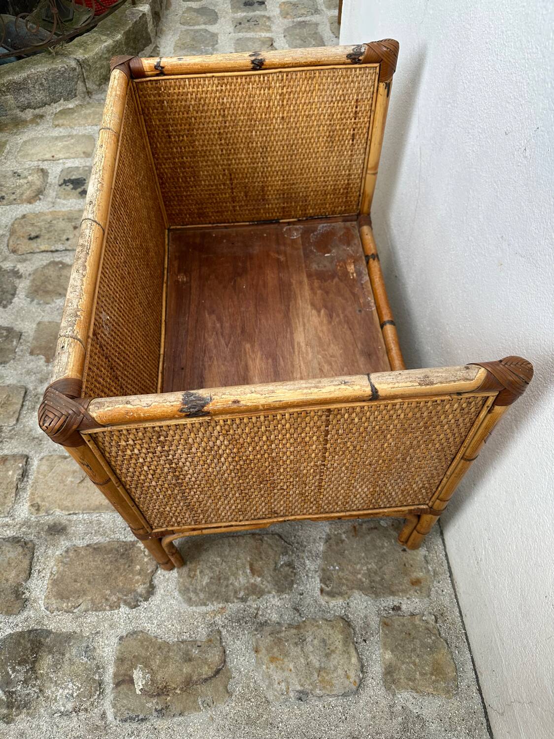 Fauteuil vintage en rotin et bambou