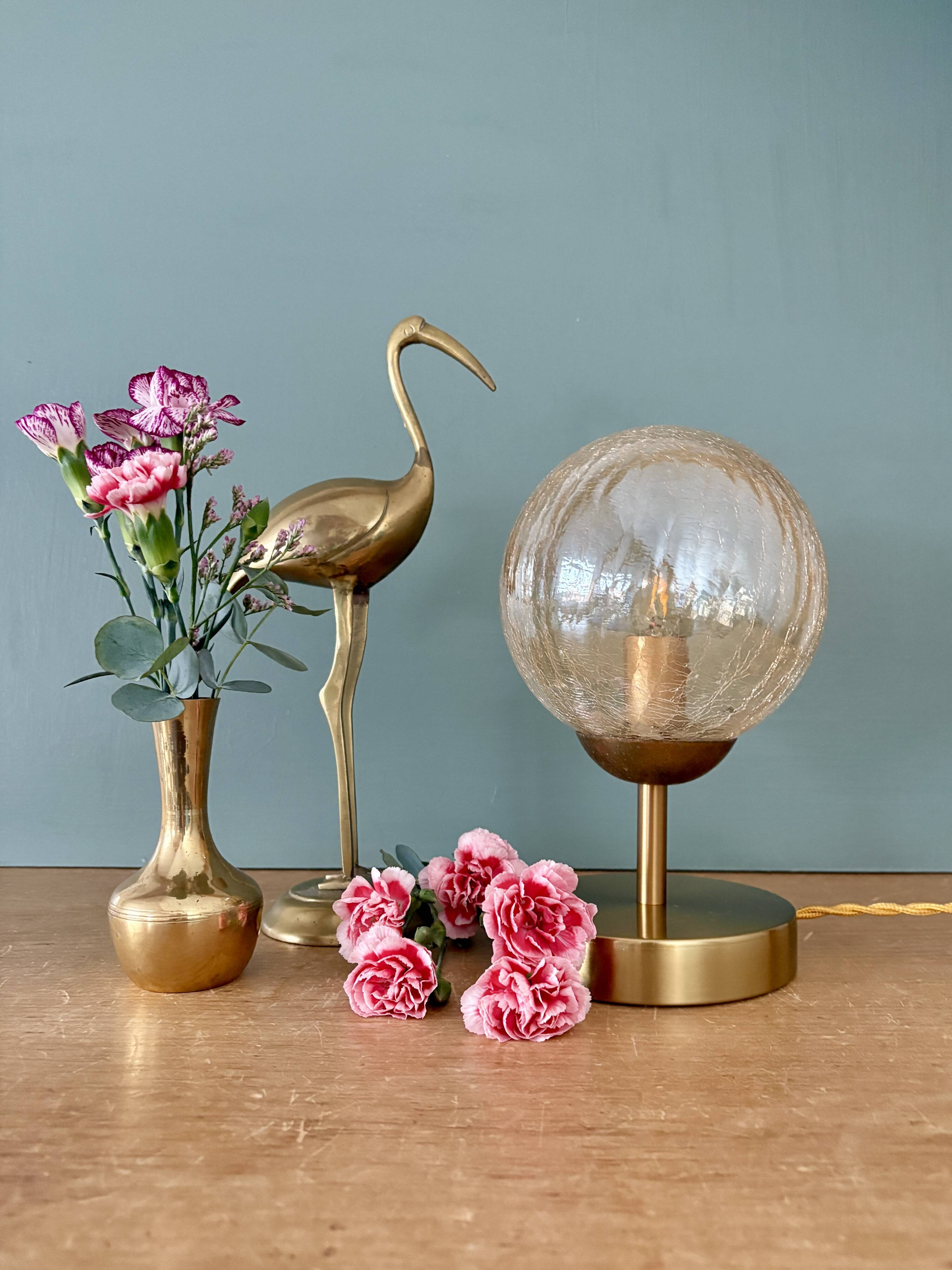 Vintage globe table lamp in amber glass