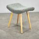 1960s Czech Mid-Century Modern Upholstered Stool with Beech Wood Legs