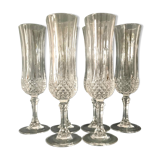 Set of 6 crystalline champagne flutes cut