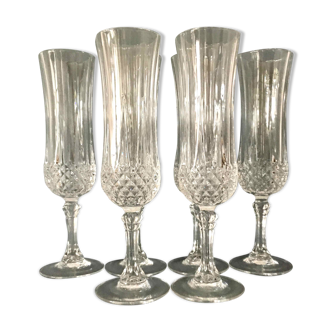 Set of 6 crystalline champagne flutes cut
