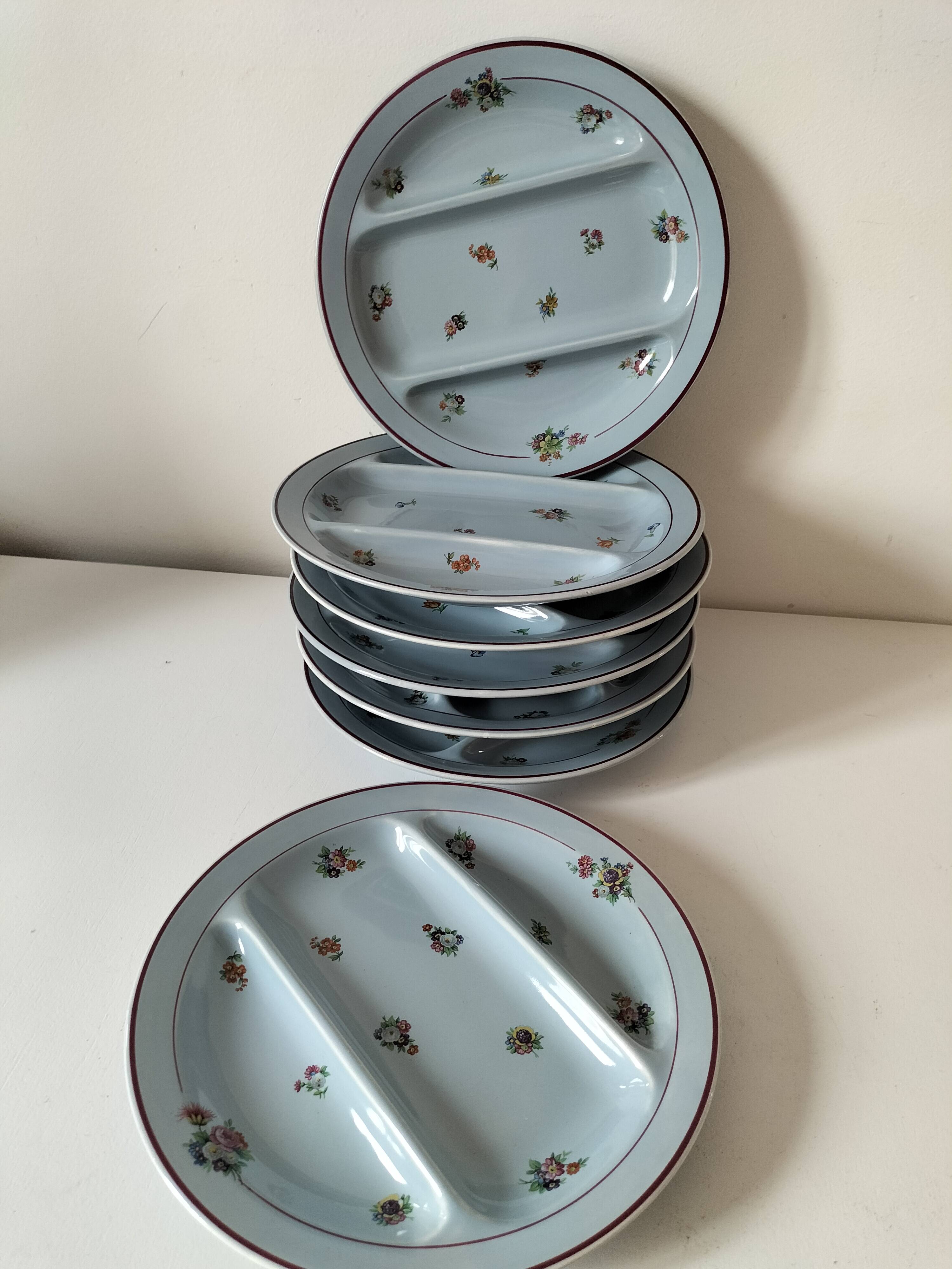 7 compartmentalized plates, Salins, France