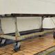 Metal industrial table on wheels, mid-20th century