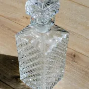 Square Whisky Carafe with Diamond Point Decoration in Moulded-Cut Glass