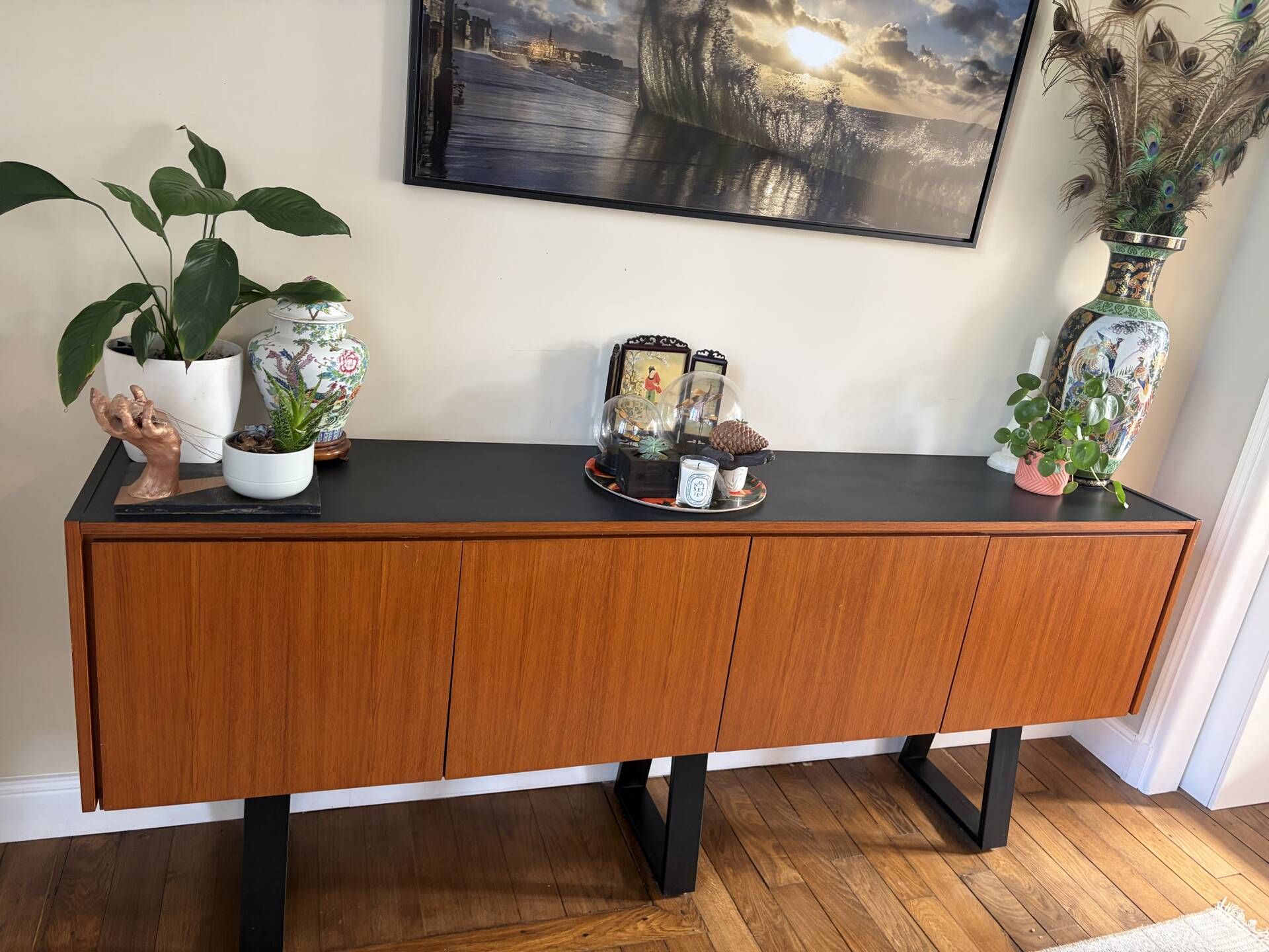 Vintage teak sideboard – Scandinavian style from the 60s/70s – 230 cm