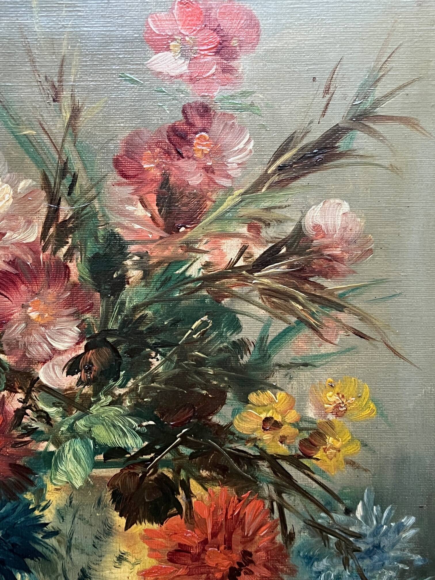Still life with flowers. Oil on canvas. Artist's signature.