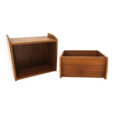 Set of 2 hanging teak bedside tables, Sweden, 1950s