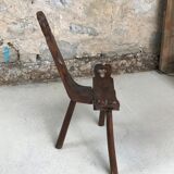 Tripod mountain chair carved wood brutalist 50s design