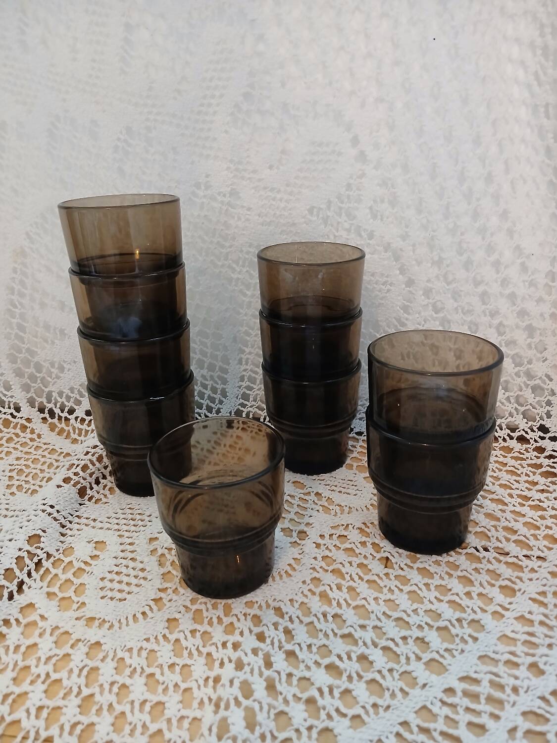10 vintage water glasses