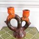 1960s ceramic two-branch candlestick chandelier