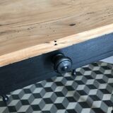 Wooden and black side table