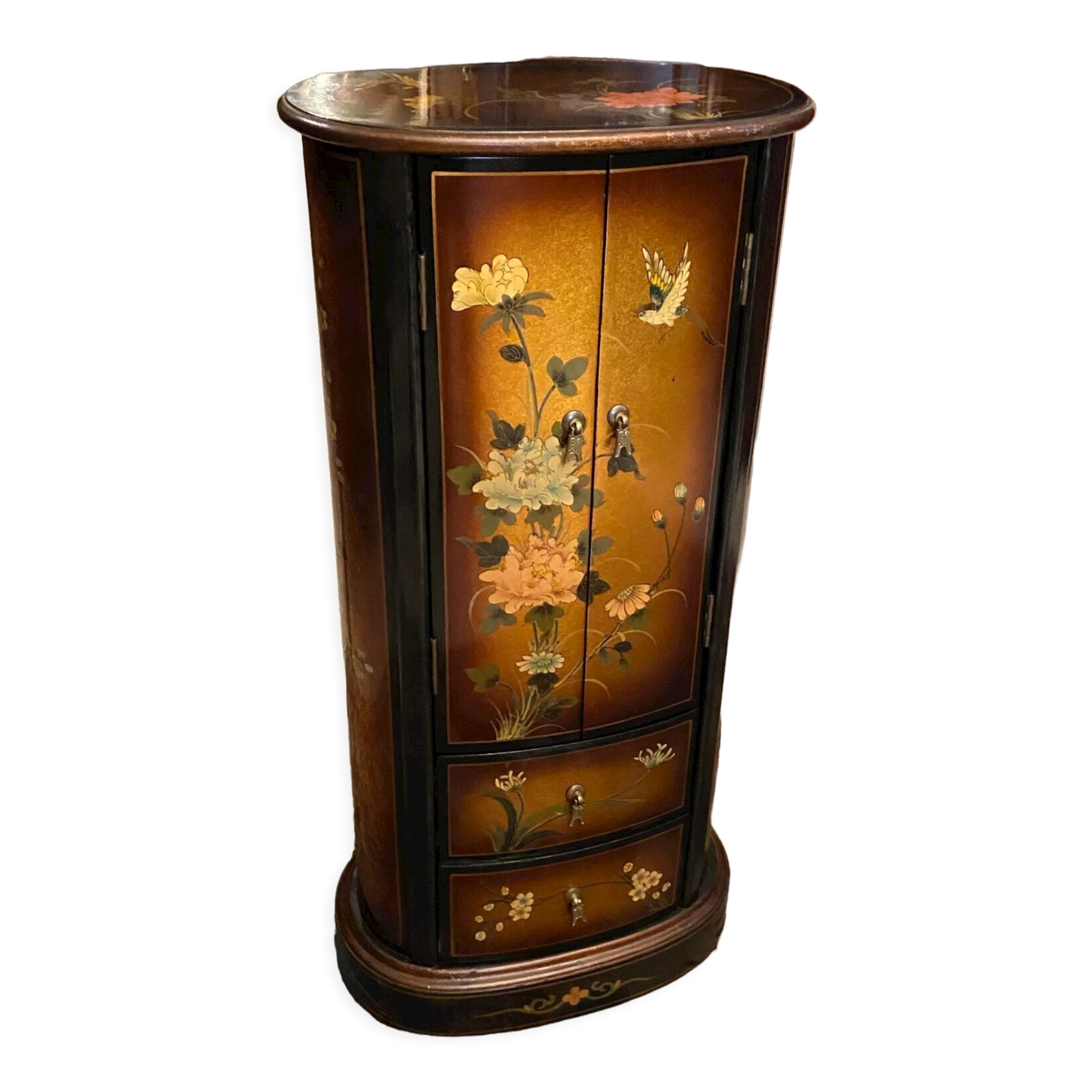 Sideboard fifth wheel pedestal storage column CD lacquered décor China Japan