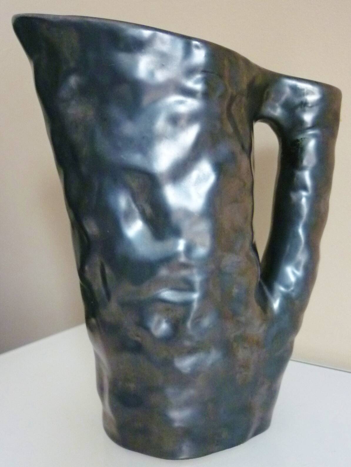 Glazed ceramic pitcher, design from the 50s/60s, signed "La Poterie Perigordine"