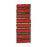Red wool runner with stripes in bright colors , handwoven, Romania 220x80cm