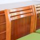 Set of 4 Scandinavian beech wood chairs, green wool, 1960.