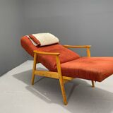 Scandinavian Beech Reclining Armchair, Sweden, 1950s