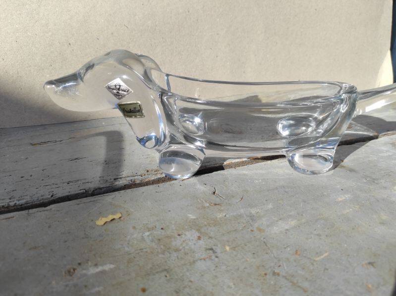 Crystal art dachshund dog tray Vannes Le Chatel