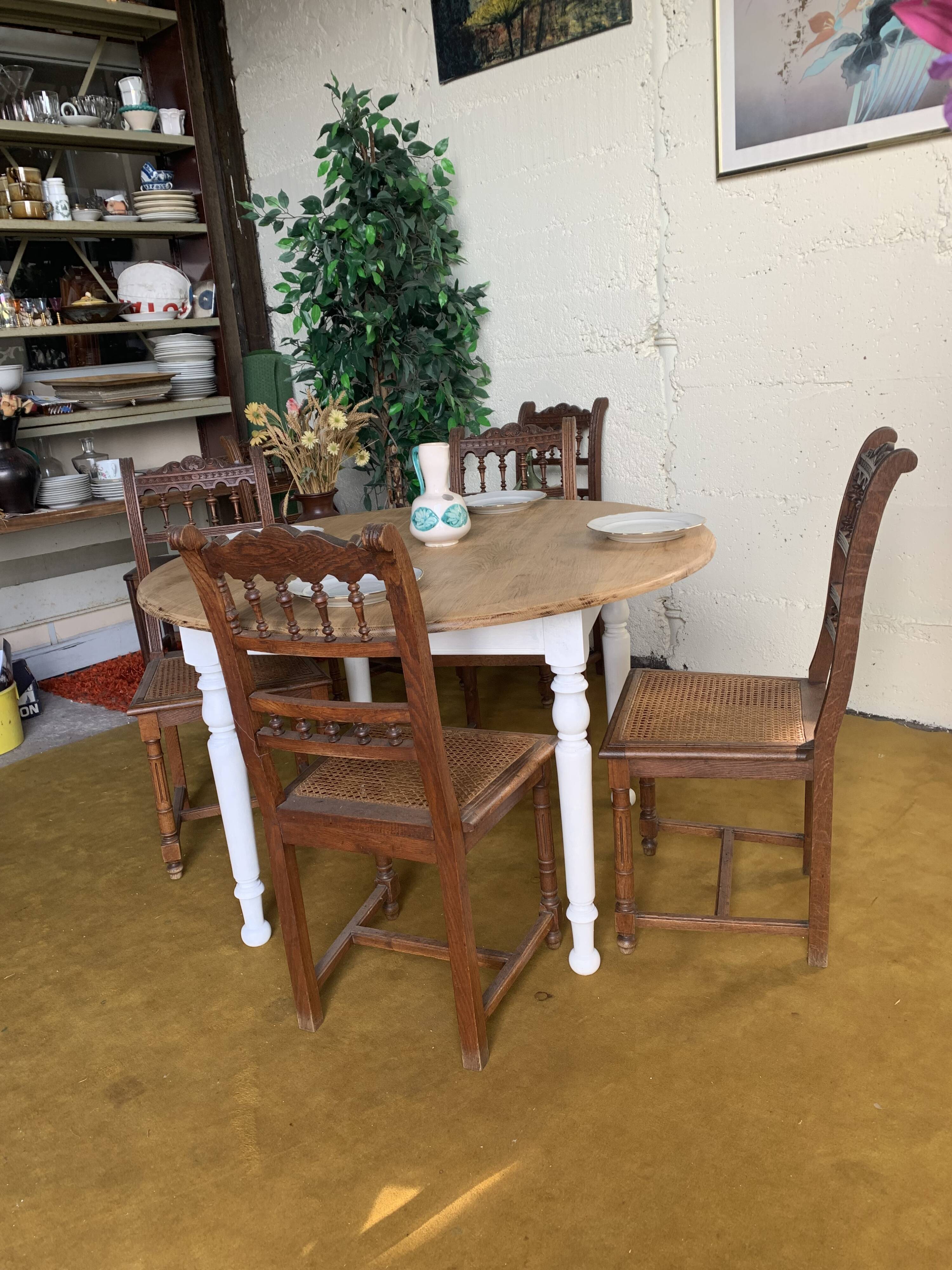 Round raw wood table