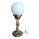 Bedside lamp globe glass opaline base bronze gilded patinated