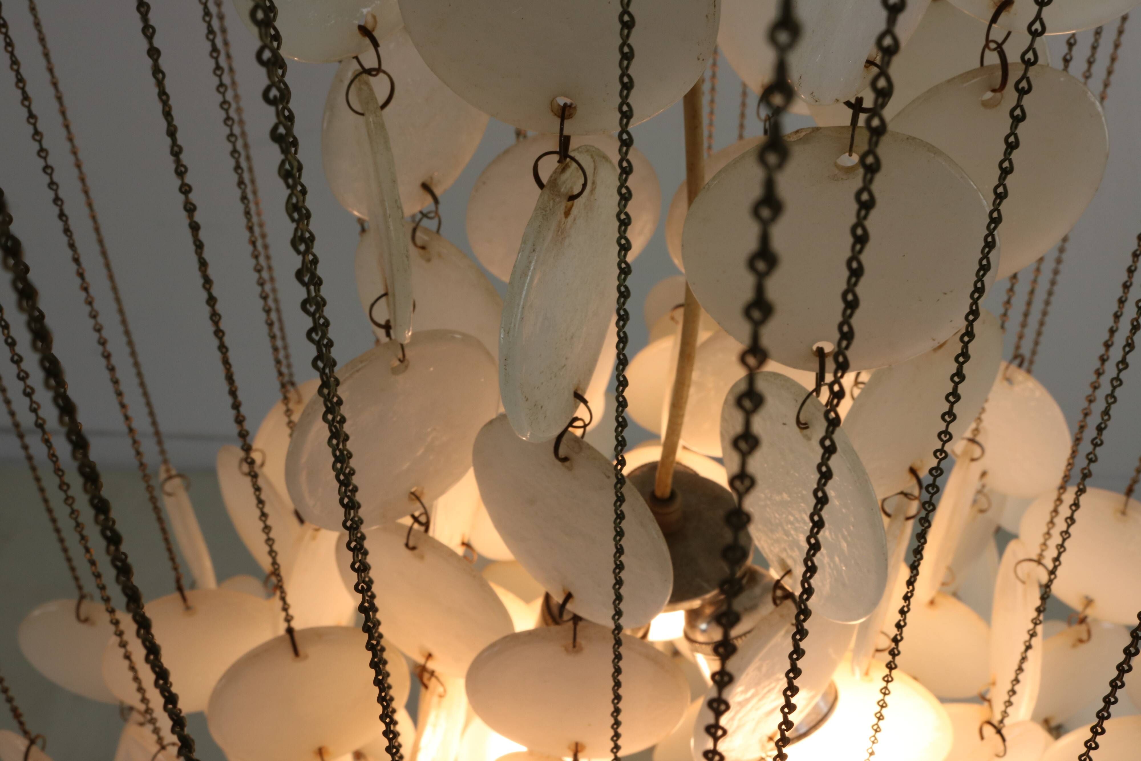 Sixties ceiling lamp with small ceramic shells