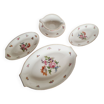 4 German Porcelain Serving Dishes from Bavaria Flores