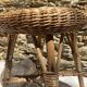 Tabouret en rotin et bois,   années 60