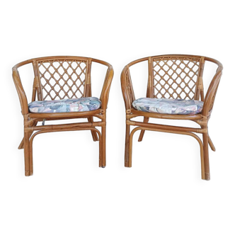 2 vintage rattan armchairs