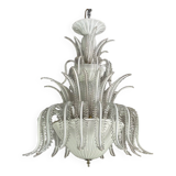 Venetian chandelier in white and gold Murano glass, circa 1980