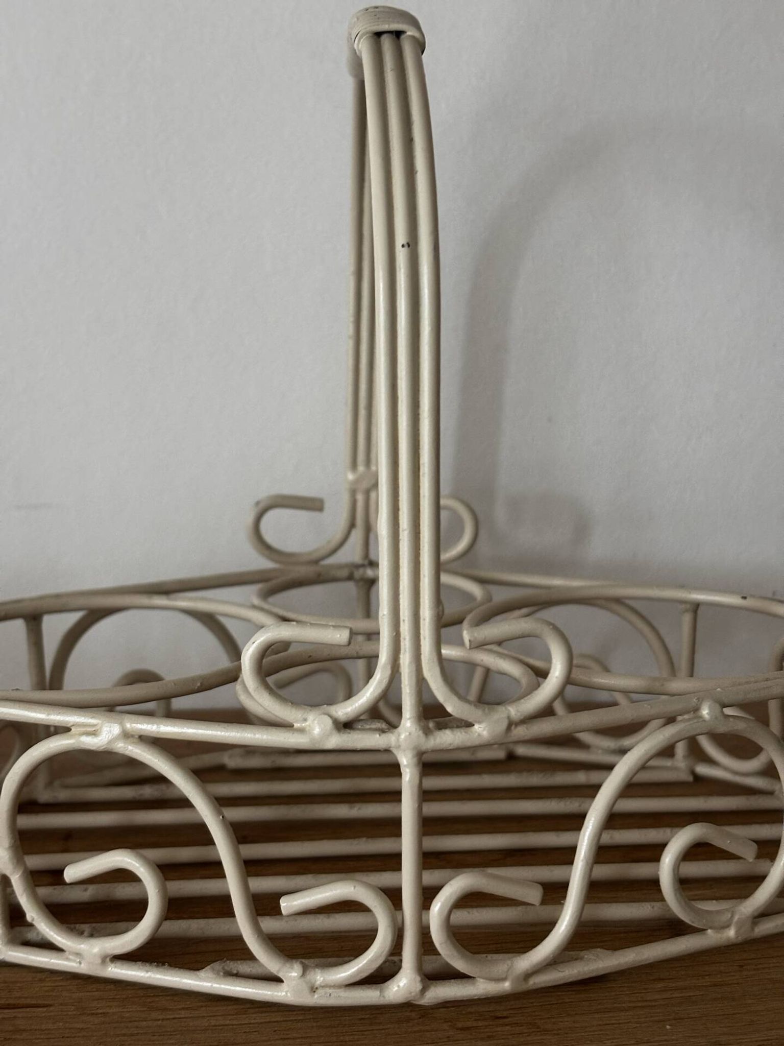 Beige cream metal basket shabby chic