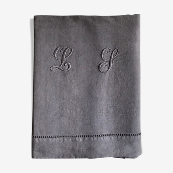 Old linen and smoke grey cotton sheet