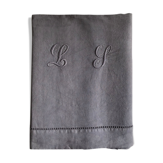 Old linen and smoke grey cotton sheet