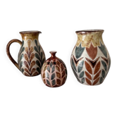 Set of 3 Malarmey Ceramics Vallauris Jug Vase Tulips Flower Holder