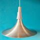 Large trumpet-shaped lamp in brushed and gold-plated aluminum. Denmark, 1970