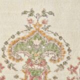 4x7 Beige and Green Floral Design Vintage Rug, Anatolian Rug, 113x207Cm