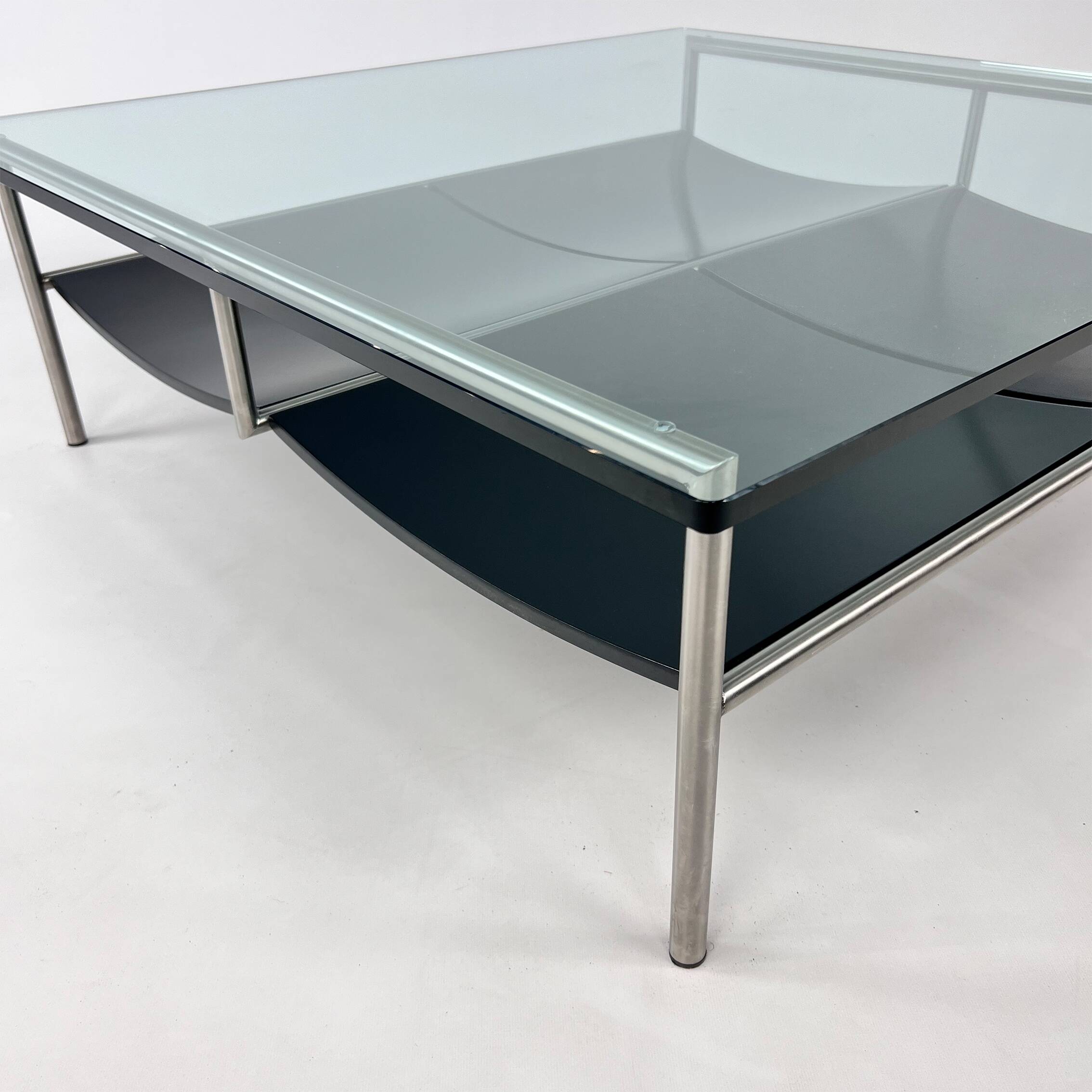 Postmodern Glass and Steel Coffee Table by Metaform, 1990s