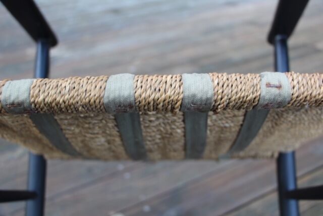 Rocking- vintage flesh blackened wood and rope Italy 1960