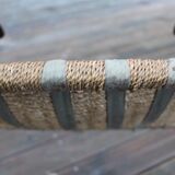 Rocking- vintage flesh blackened wood and rope Italy 1960